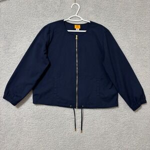 Work Casual Jacket Navy Zip Front Lightweight Layering Long Sleeve 16 Ruby Rd